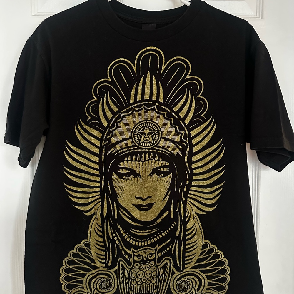 Obey Black Tee with metallic Gold Accents
